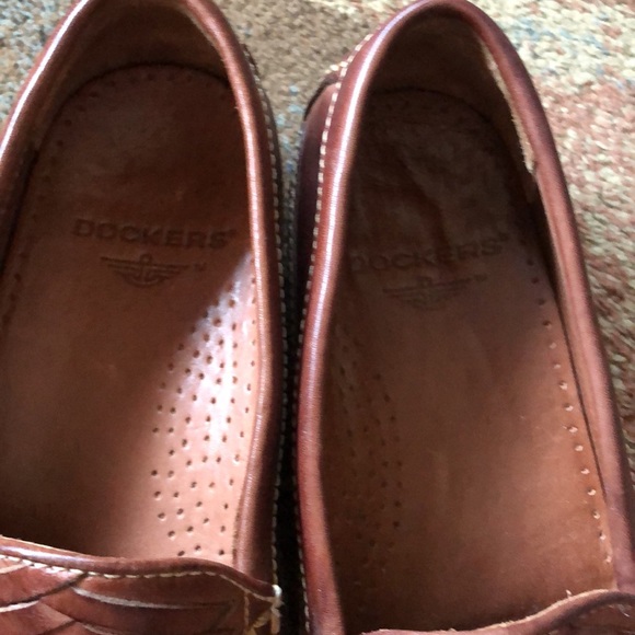 Men’s size 8 1/2 brown woven leather dockers slip on loafer shoes - Picture 4 of 11